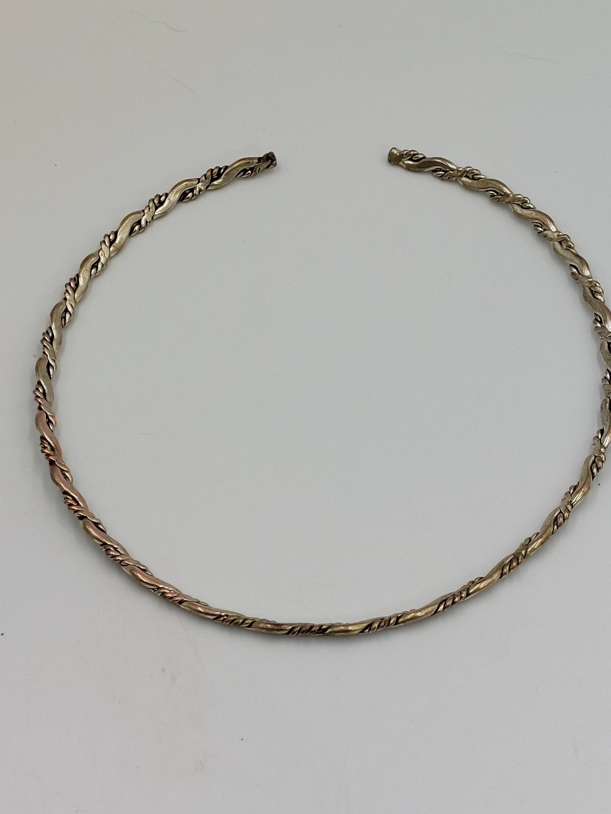 Braided Twisted Neck Wire Collar Silver Plated Brass Vintage