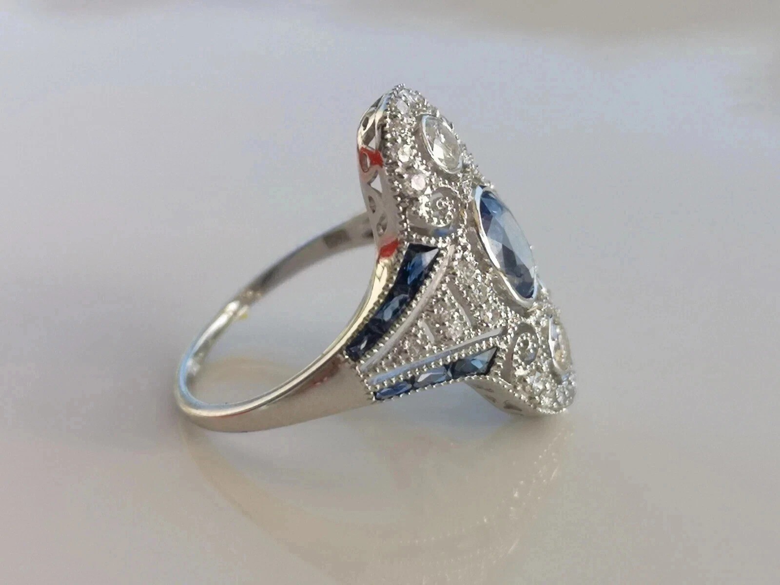 Art Deco Style 2.70Ct Lab Created Diamond Engagement Ring 14K White Gold Finish