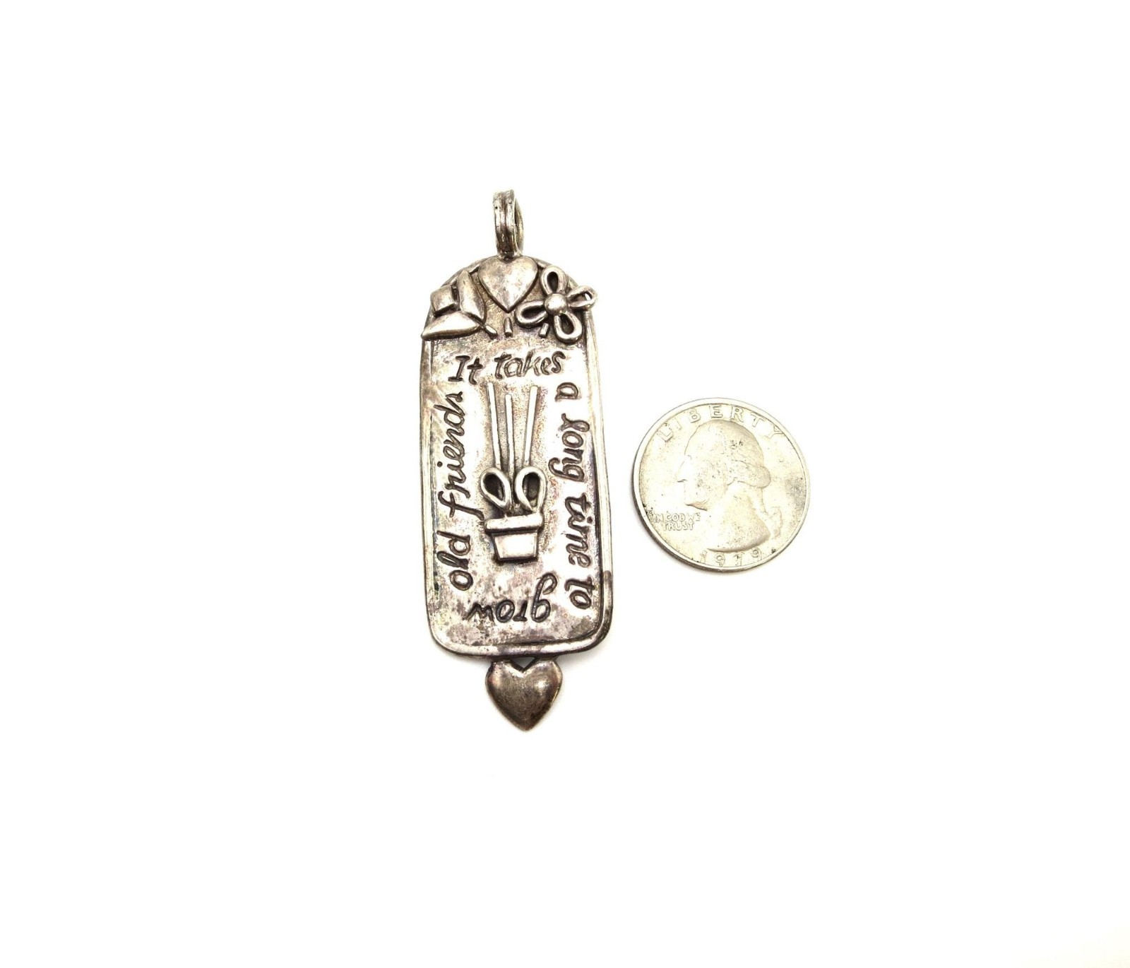 VTG JM Designs Sterling Silver 925 It Takes a Long Time Gardening Plant Pendant