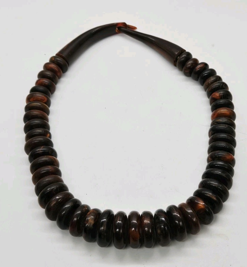 Catherine Noll Necklace Graduated Disc Amber Brown Multicolored 21 in Vintage