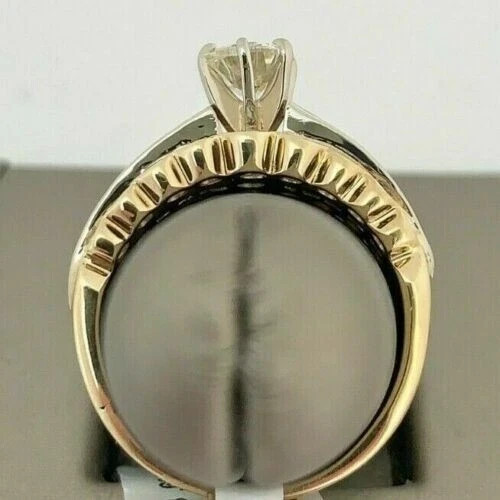 3.15Ct Art Deco Style Round Lab Created Diamond Wedding 14K Yellow Gold FN Ring