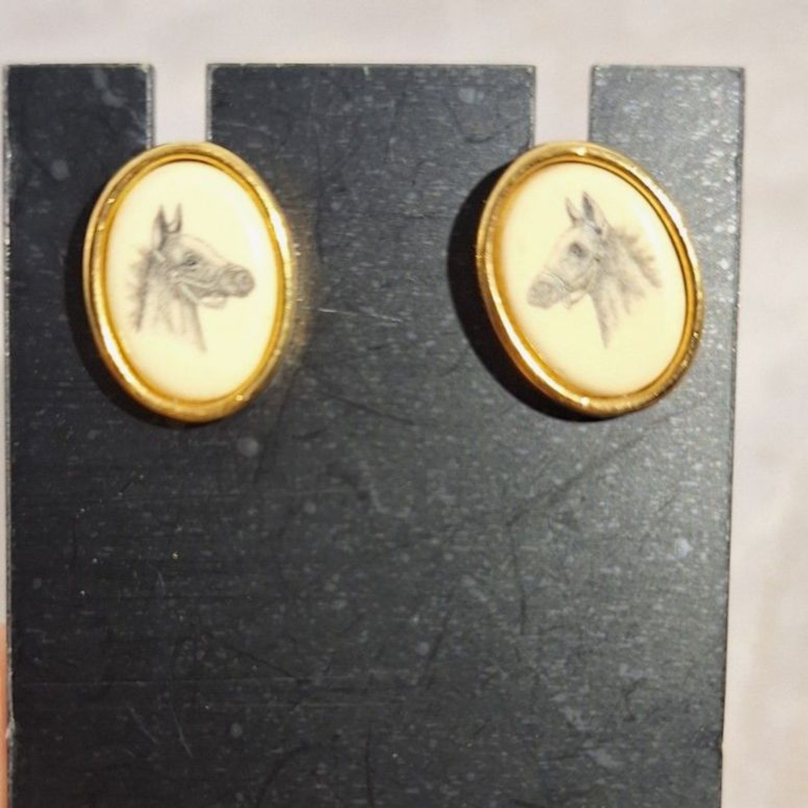 Barlow Vintage Horse Themed Stud Back Pierced Earrings Equestrian Gift For Her