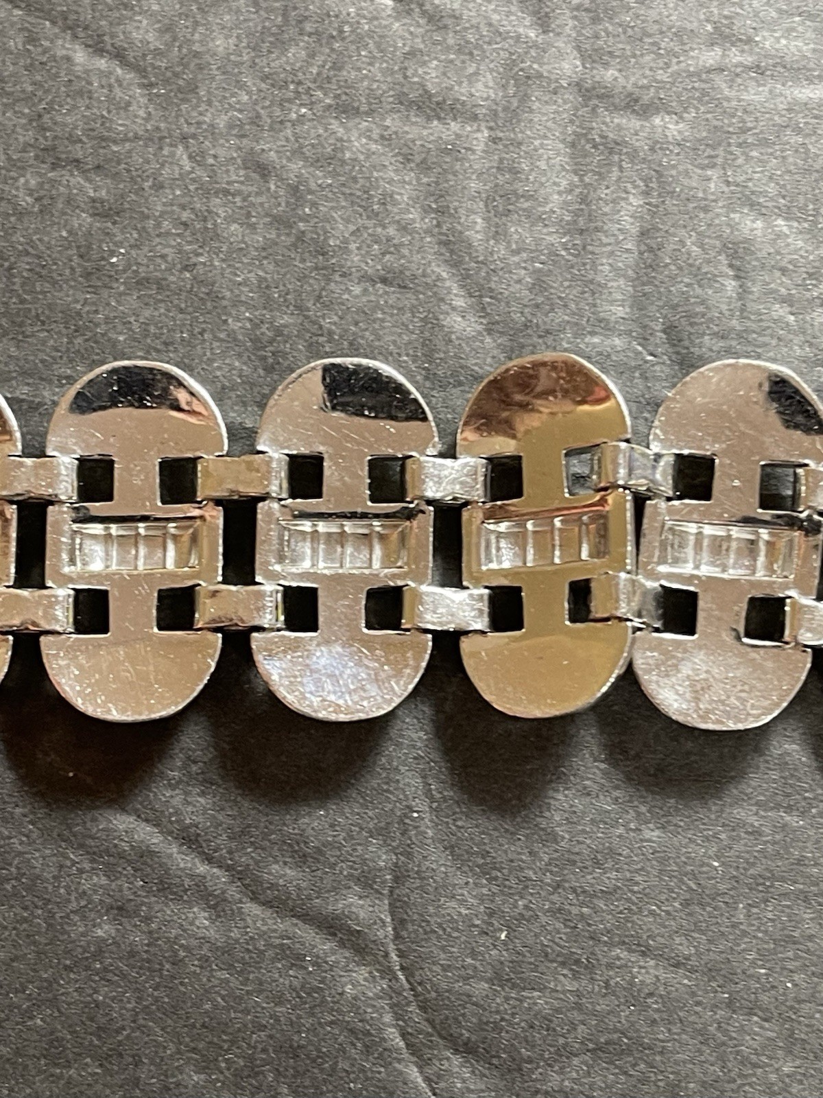 Beautiful 1950’s Rhinestones and Rhodium Plated Bling Bracelet