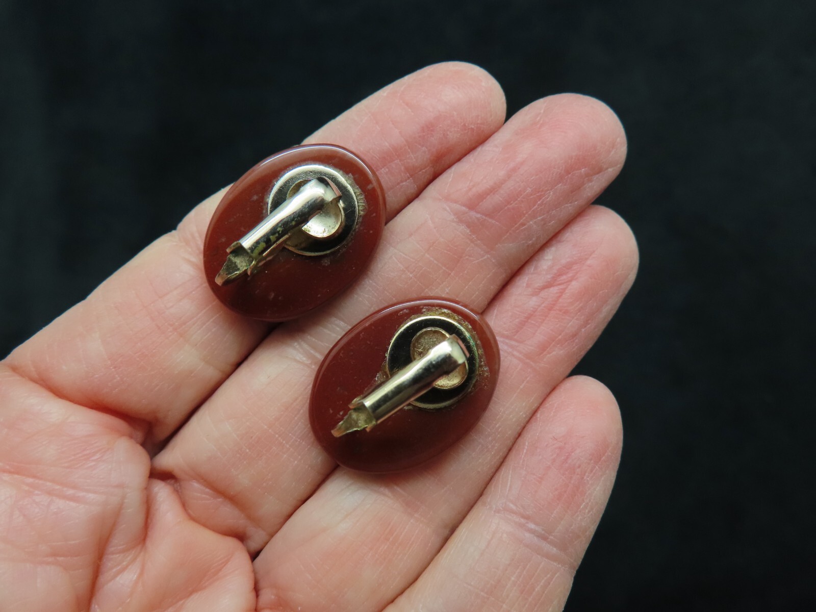 Vintage Golden Brown Oversize Clip Earrings