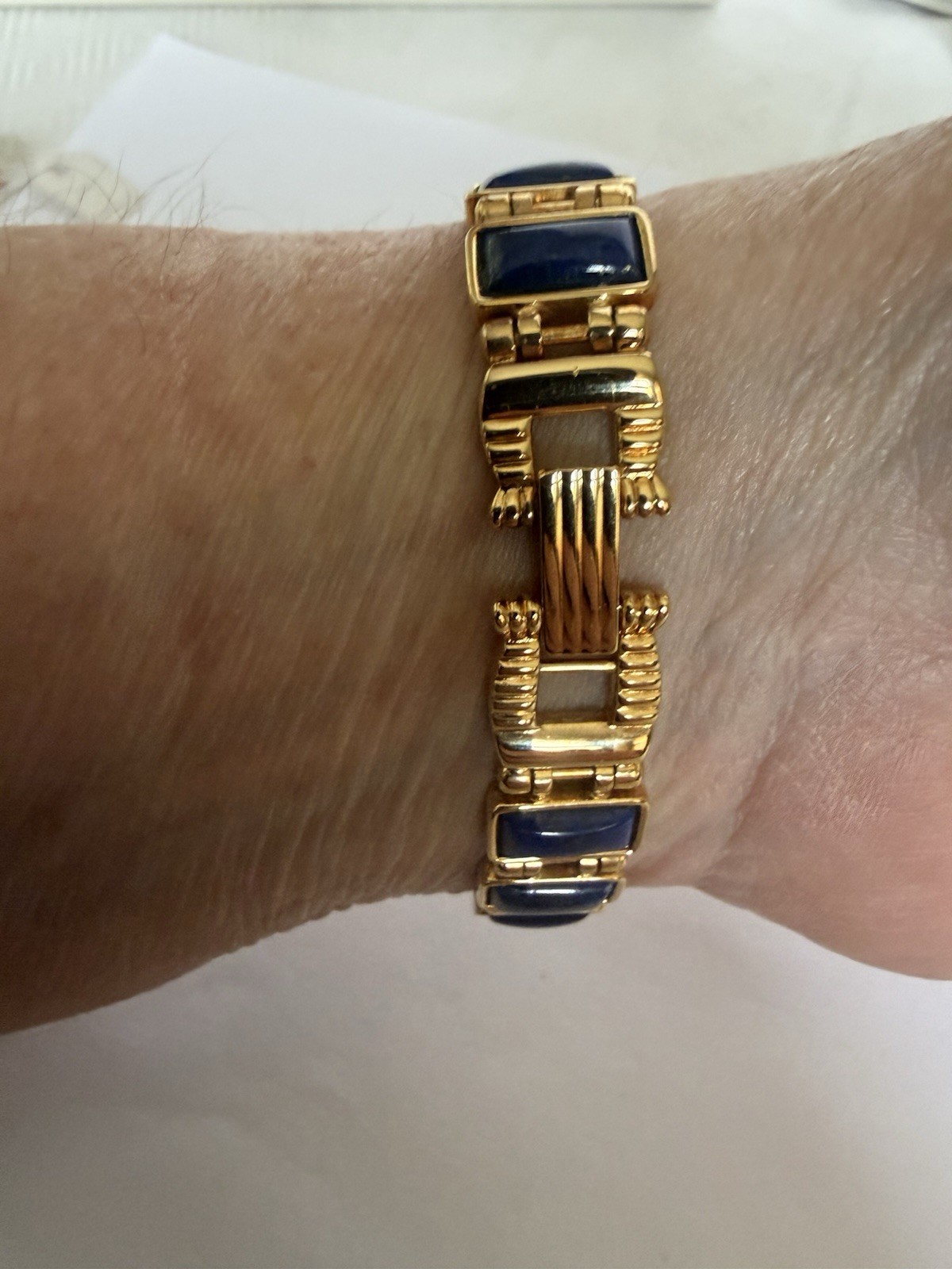 VTG 1970s Lapis Lazuli Watch/Bracelet Gold Tone Smithsonian Institution, Unused
