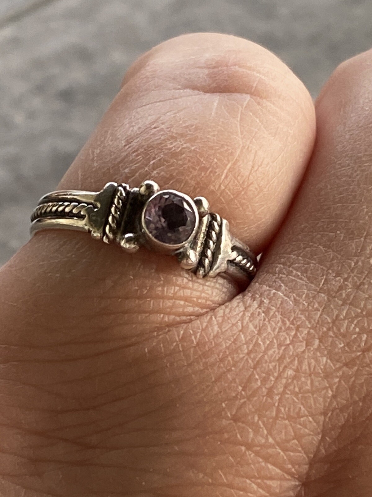 925 Sterling Silver Ring Amethyst Vintage Women Size 6.5