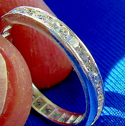 Original EARTH MINED DIAMOND Deco Wedding Band Eternity Anniversary Ring Size 5