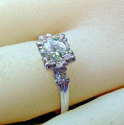 Original EARTH MINED DIAMOND Art Deco Engagement Ring 14K GOLD Vintage Solitaire
