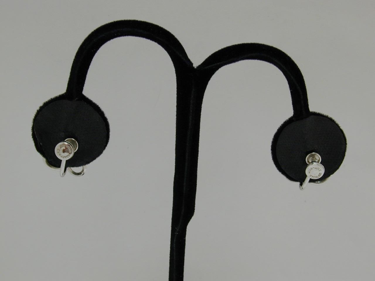 Vintage Star-ART Sterling Black Onyx Leaf Screw Back Earrings Silver 925 50’s-60