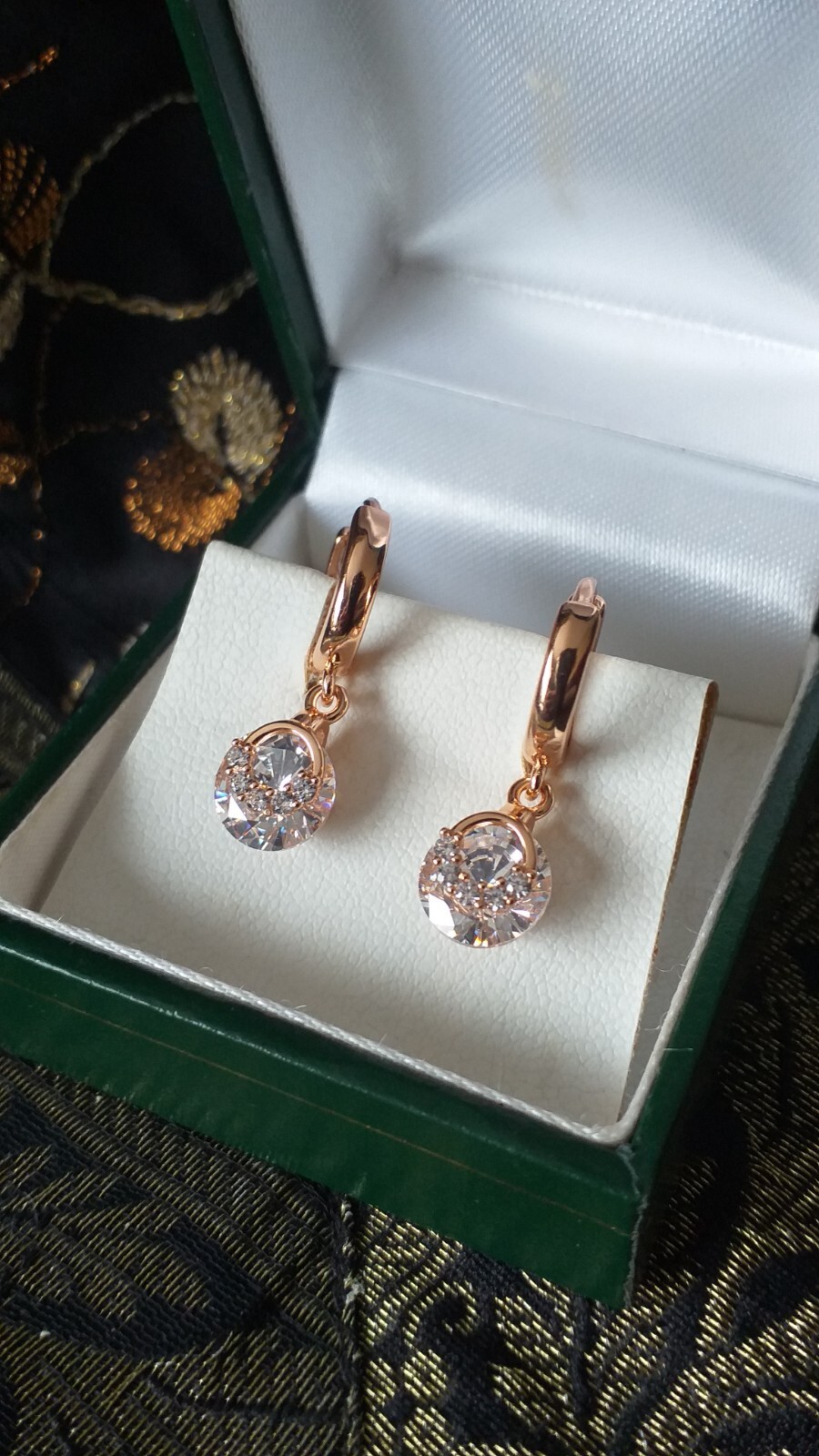 Vintage 1990-s 14 Ct Rolled Gold Zircons Earrings-Hallmarked 585 RG