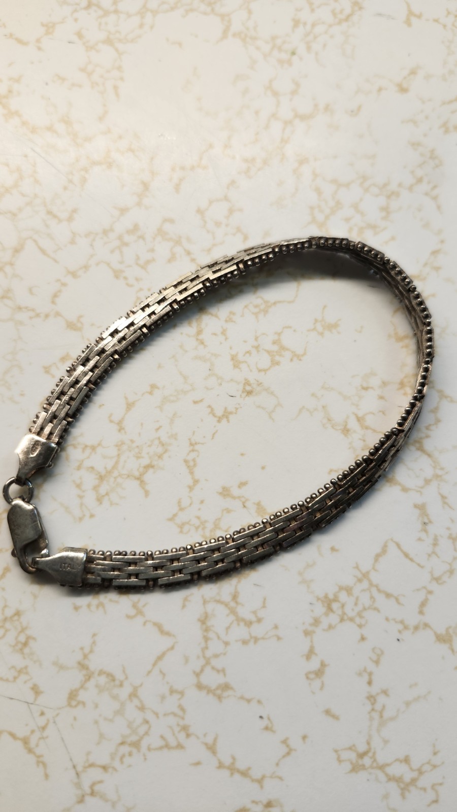 Vintage Sterling Silver Woven Bracelet Stamped Italy 7 Inches
