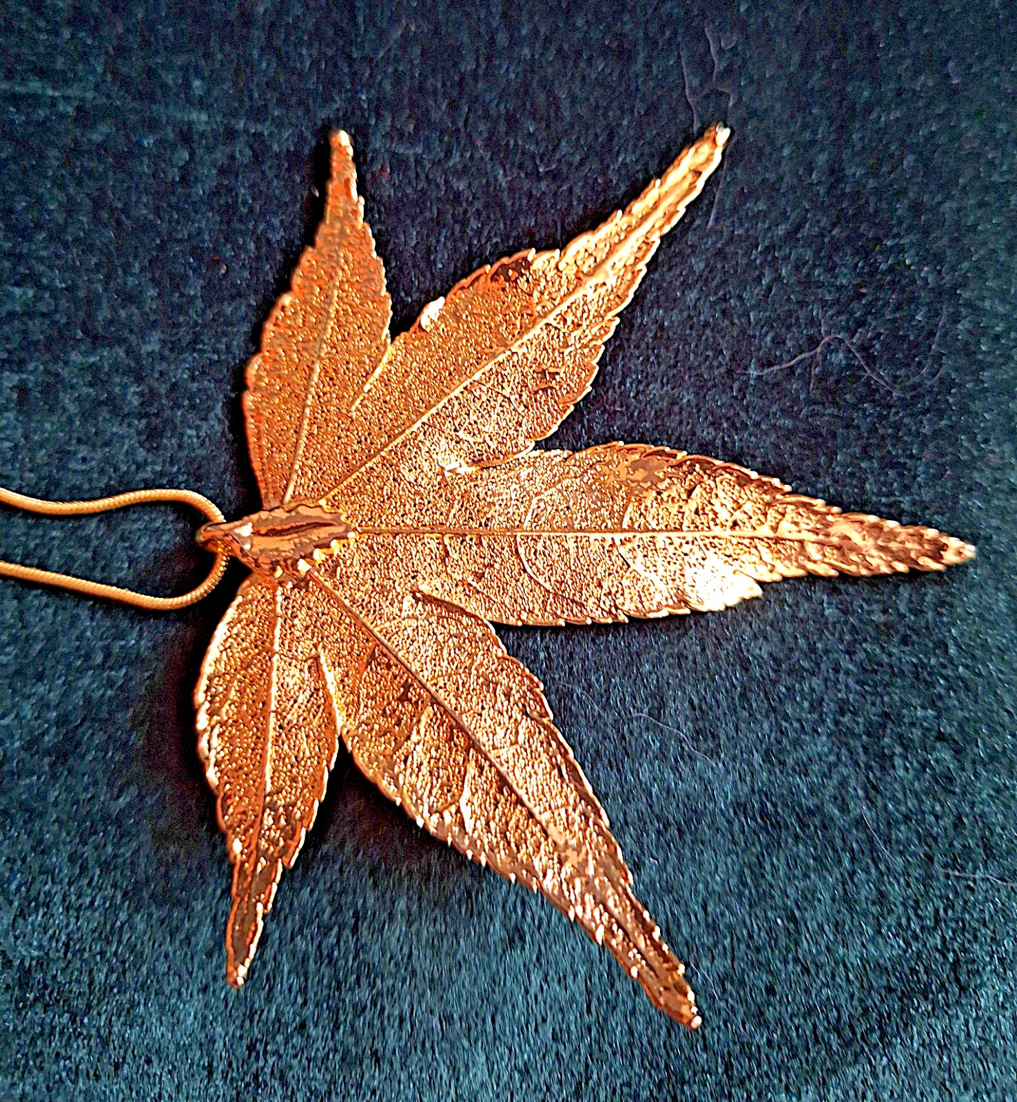 Vintage Japanese Maple Leaf dipped in 24K Gold Pendant on a 18KGP Snake Chain