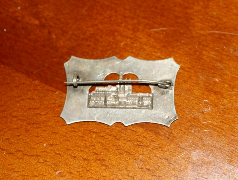 Art Deco SILVER ENGRAVED Rectangle BROOCH – PRAGUE CASTLE