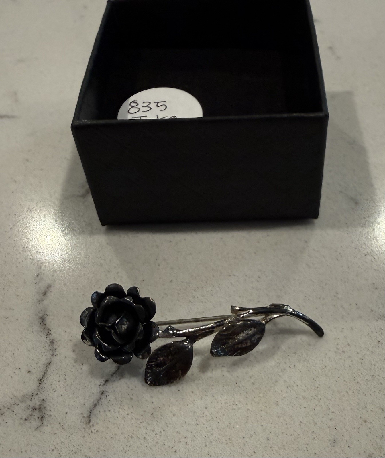 Vintage Teka 835 Silver Rose Brooch