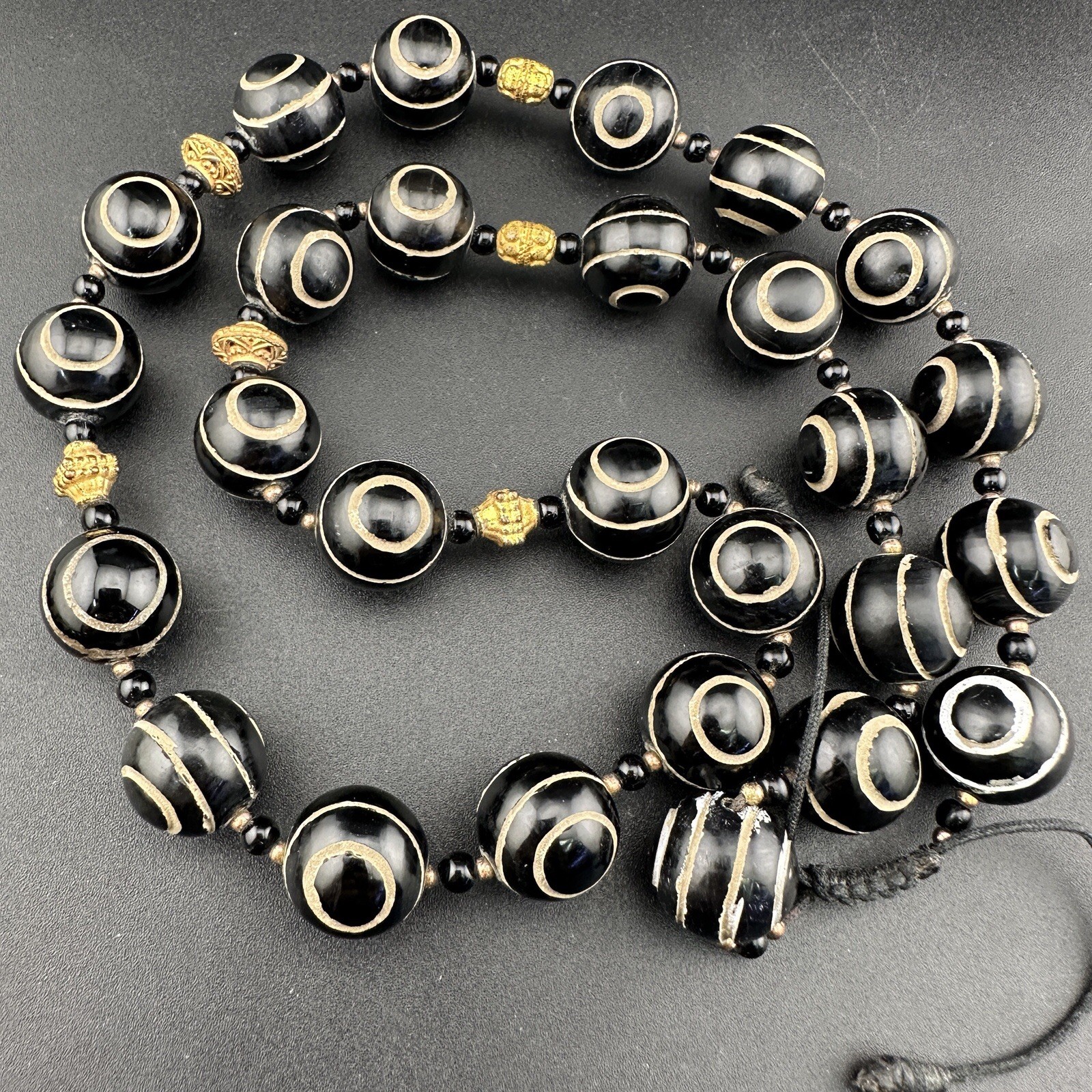 Lot 27 Ethnic Pyu Etched Agate Eye Beads Natural Stone Agate Beaded Necklace