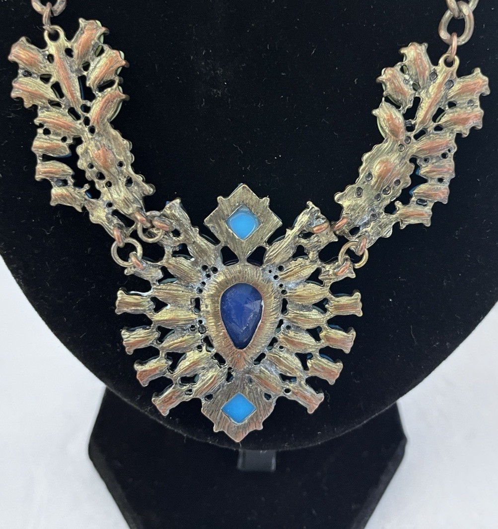 2 Statement Necklaces 1950s Style 1 Blue Stones 1 Pink Stones VINTAGE