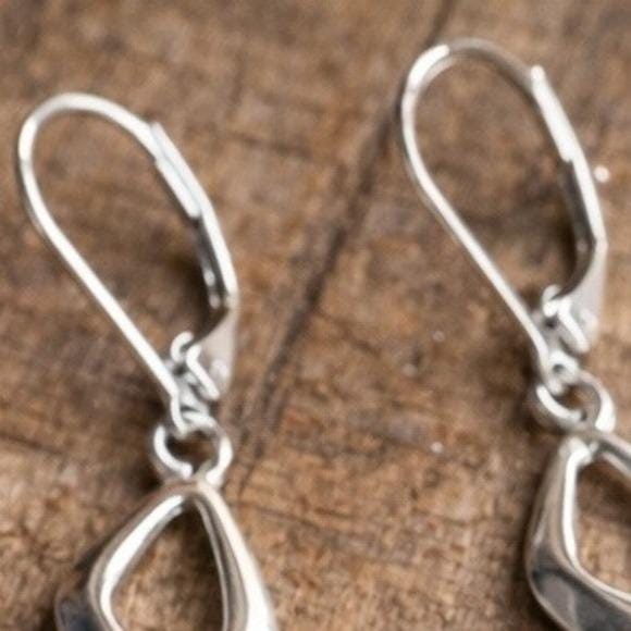 Vintage Artisan 2″ Drop Earrings Silver Tone Retro Bohemian Style