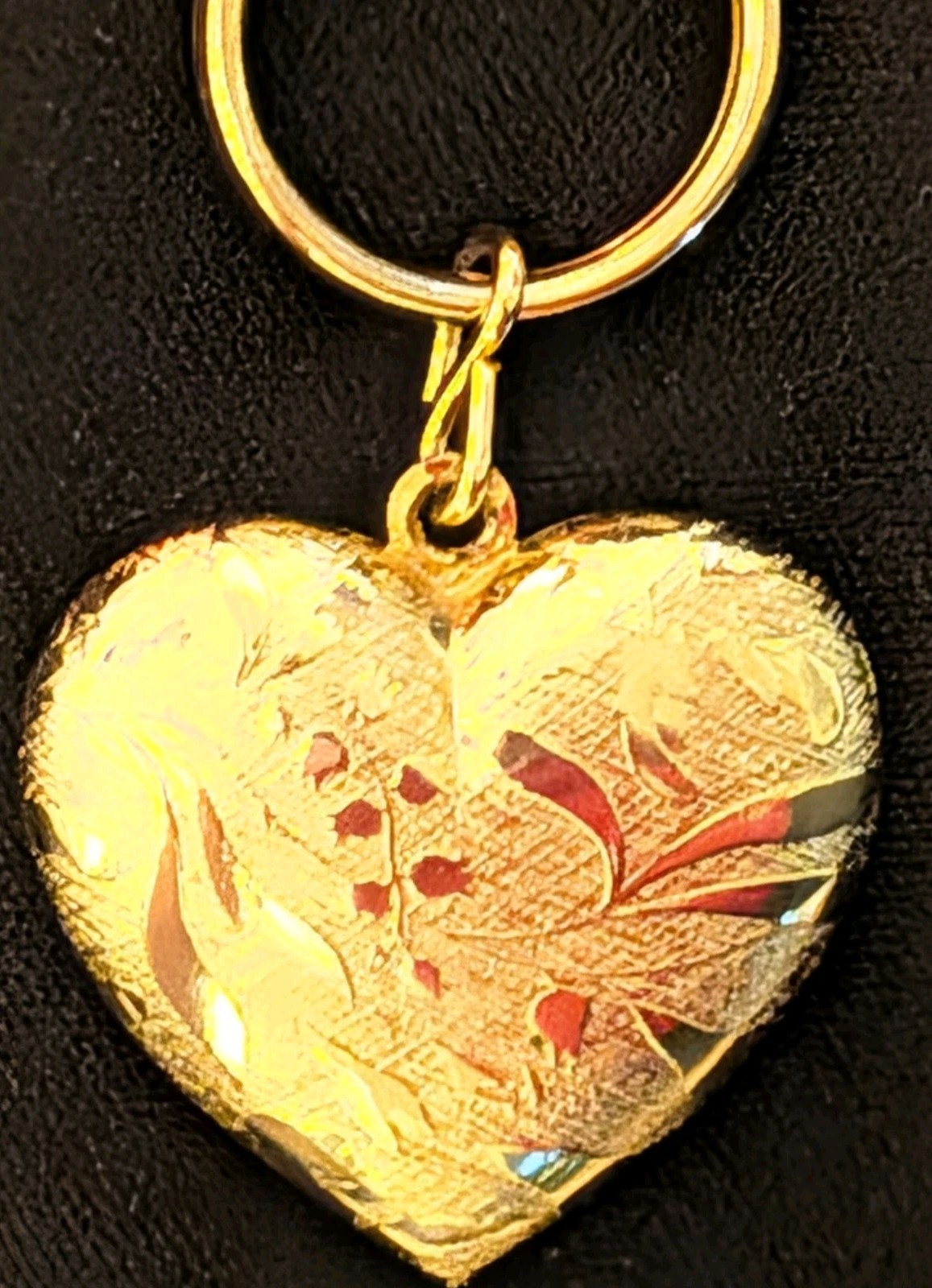 14K Yellow Gold Filled 1940’s Heart Photo Locket Necklace Engraved Chain Vintage