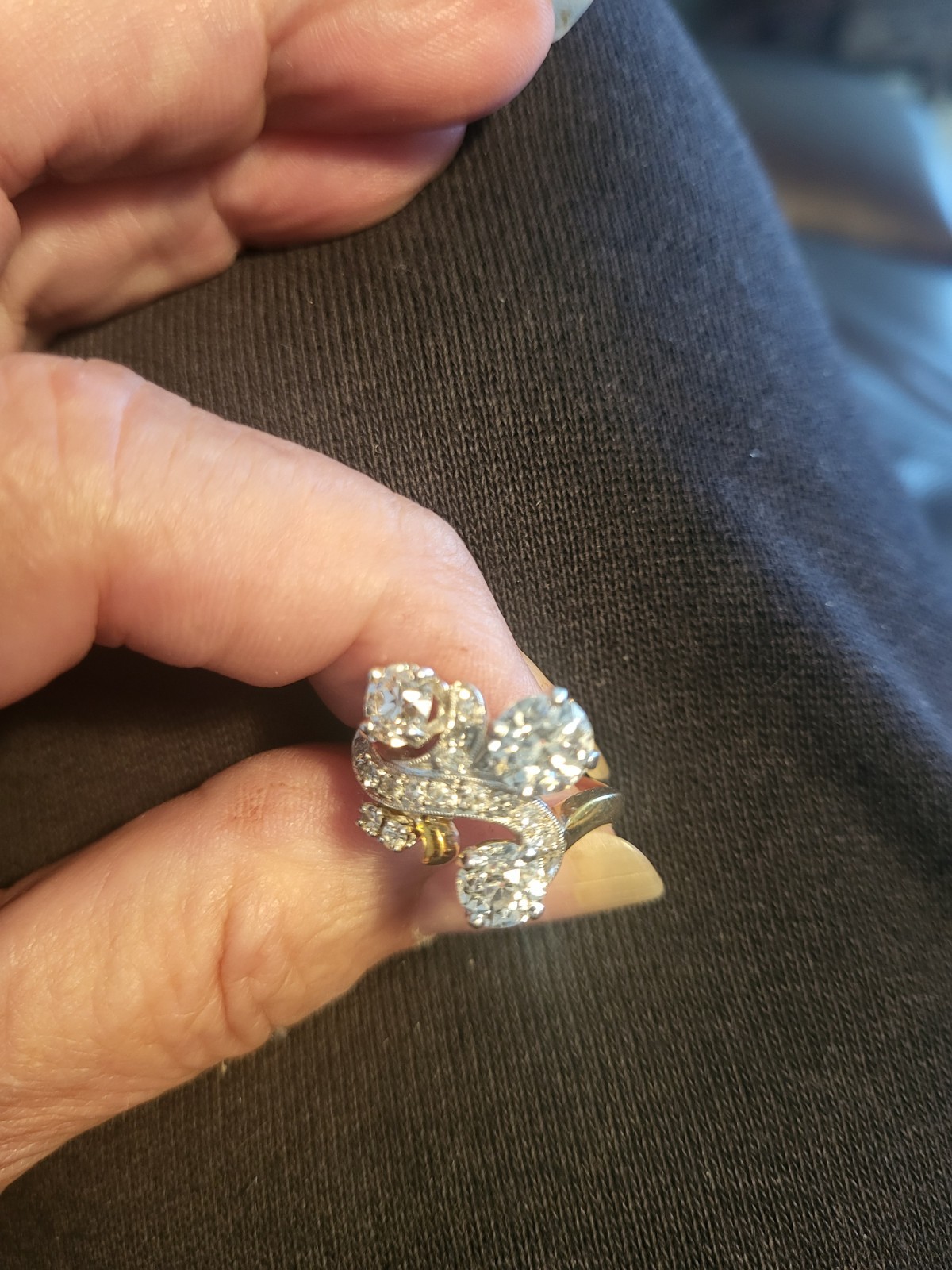 Vintage Old European 2.33cttw Diamond And Yellow Gold Ring Size 6.25