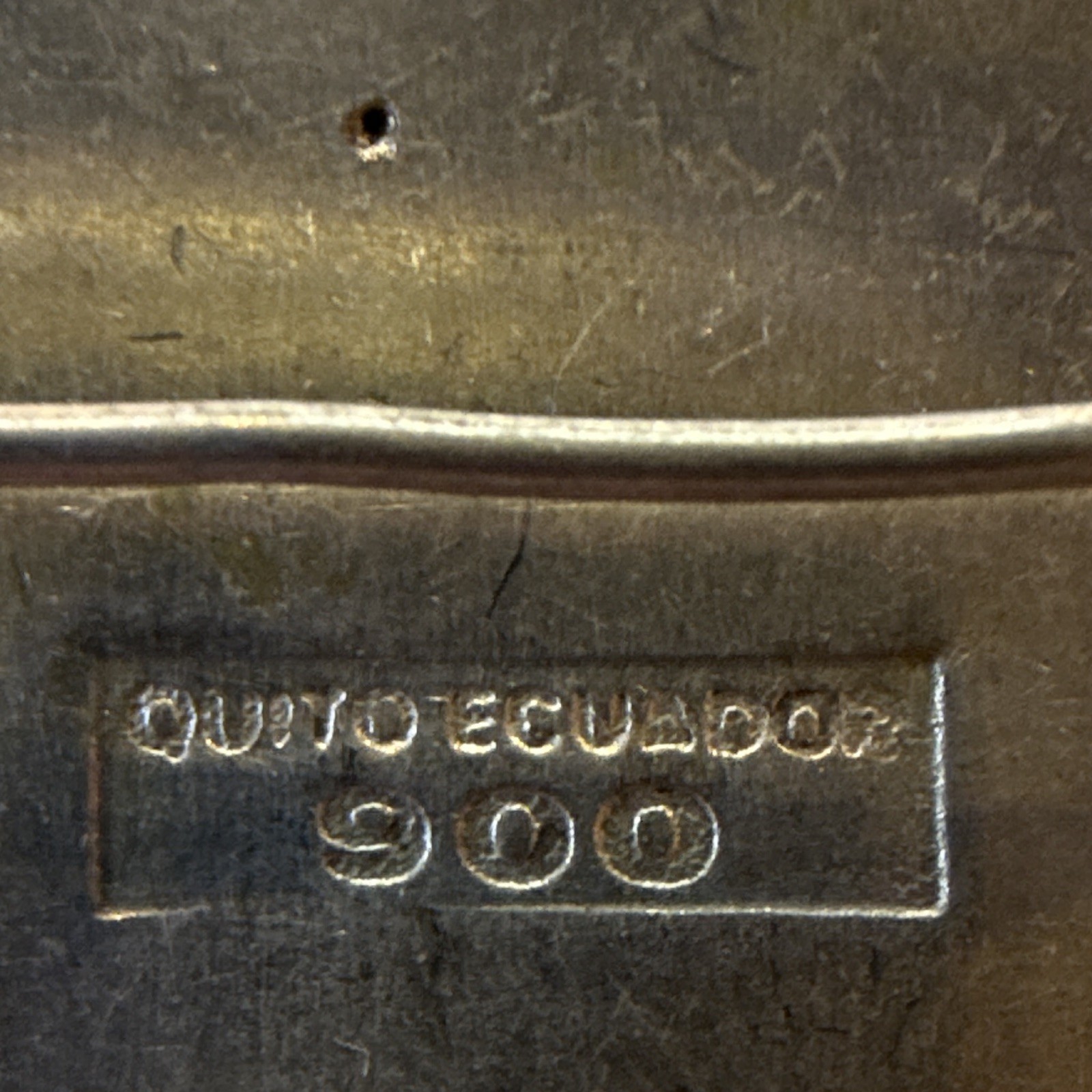 Vintage Signed 900 Silver Rectangle Animal Motif Ecuadorian Brooch Pin