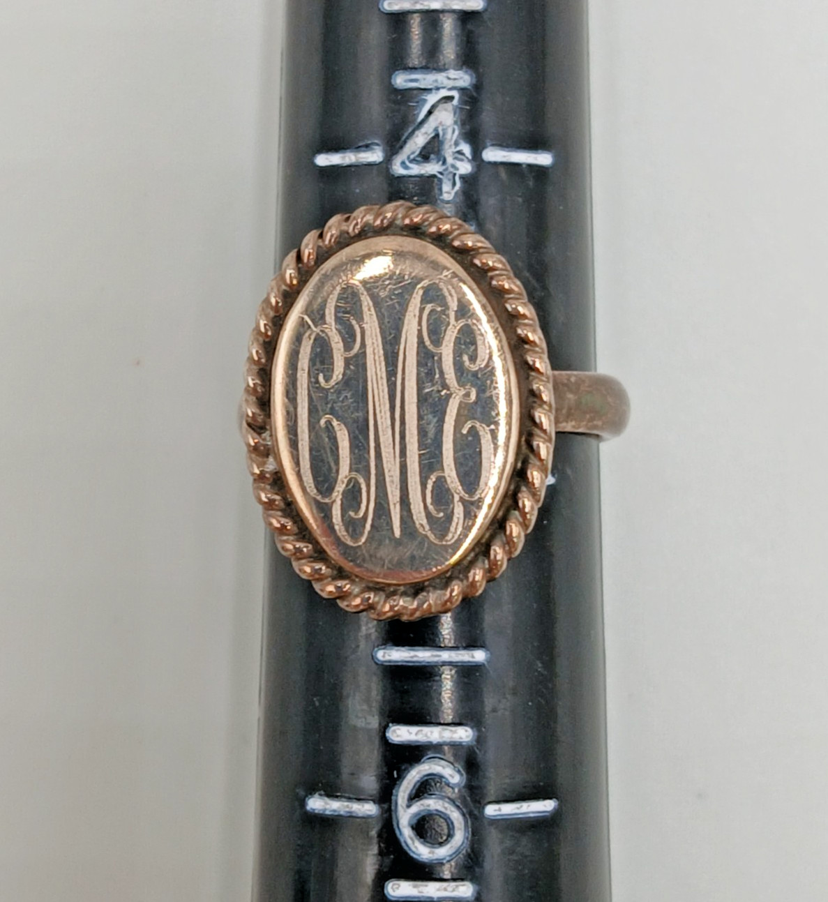 VTG 925 Monogram CME CEM Signet Ring Sz 4.75 Sterling Silver 5g Engraved Oval