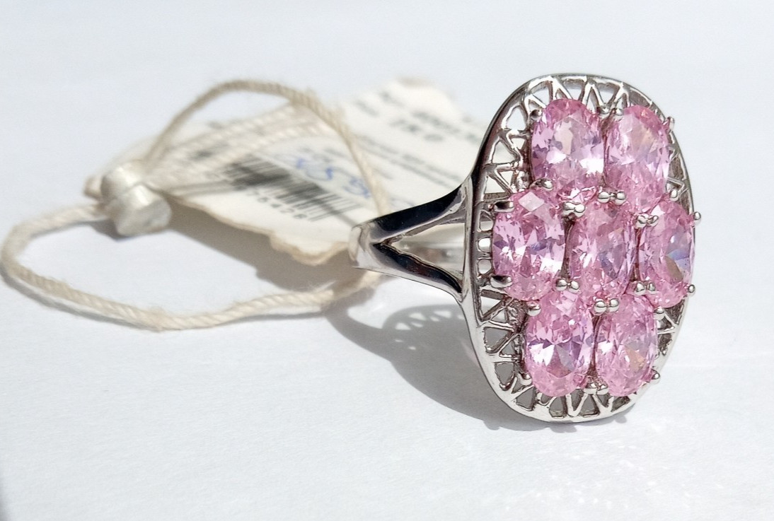 Vintage Ring Pink zircon stones Sterling Silver 925 test Women’s Jewelry size 8