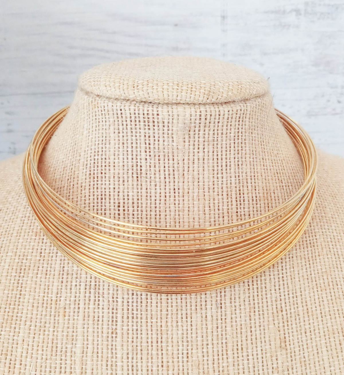 Vintage Goldtone Torque Wire Choker Necklace, Egyptian Revival by CELEBRITY NY
