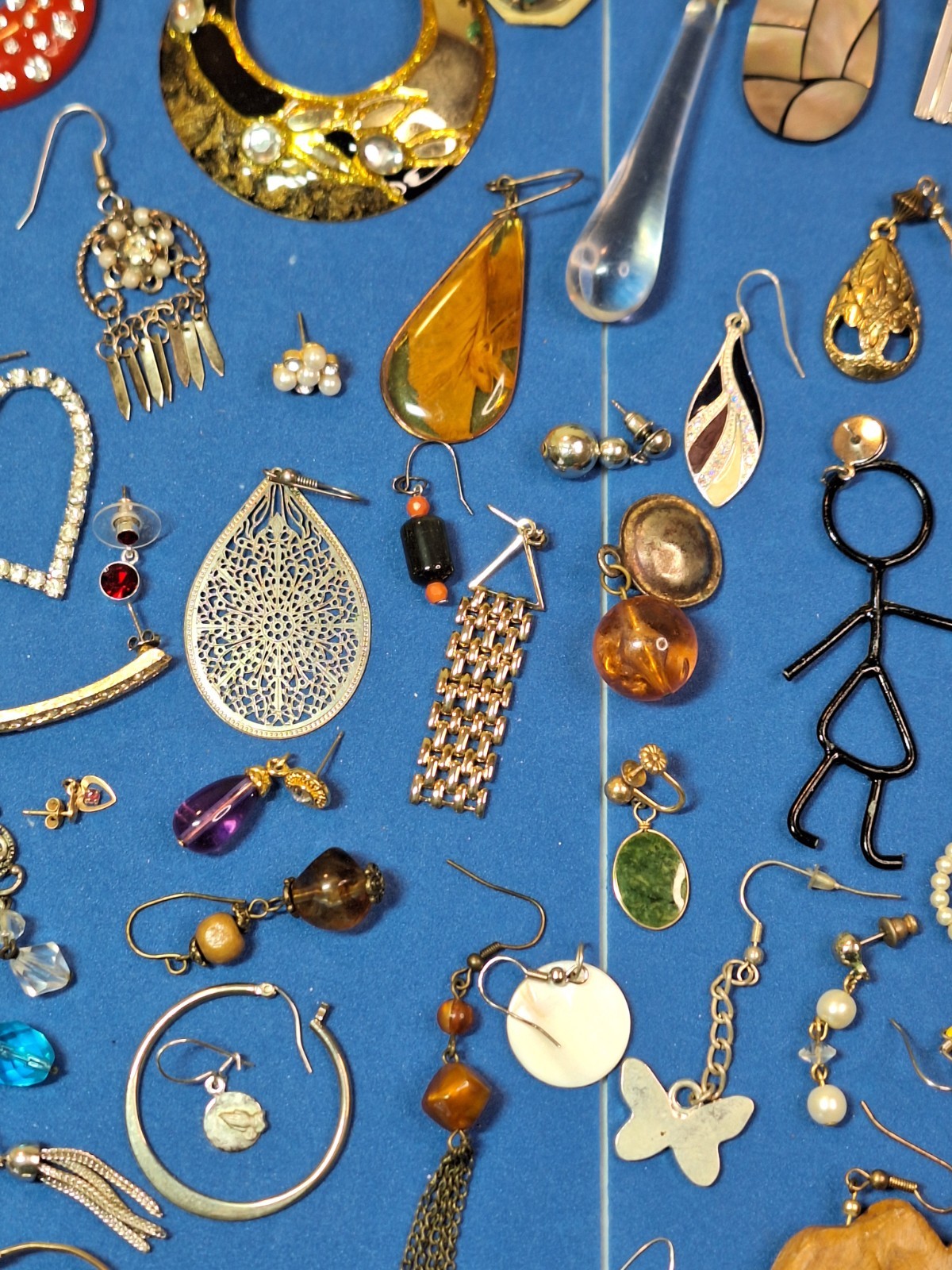 129 pc Single Pierced Earring Lot Rhinestones Dangles Animals Crafts Over 1-lb
