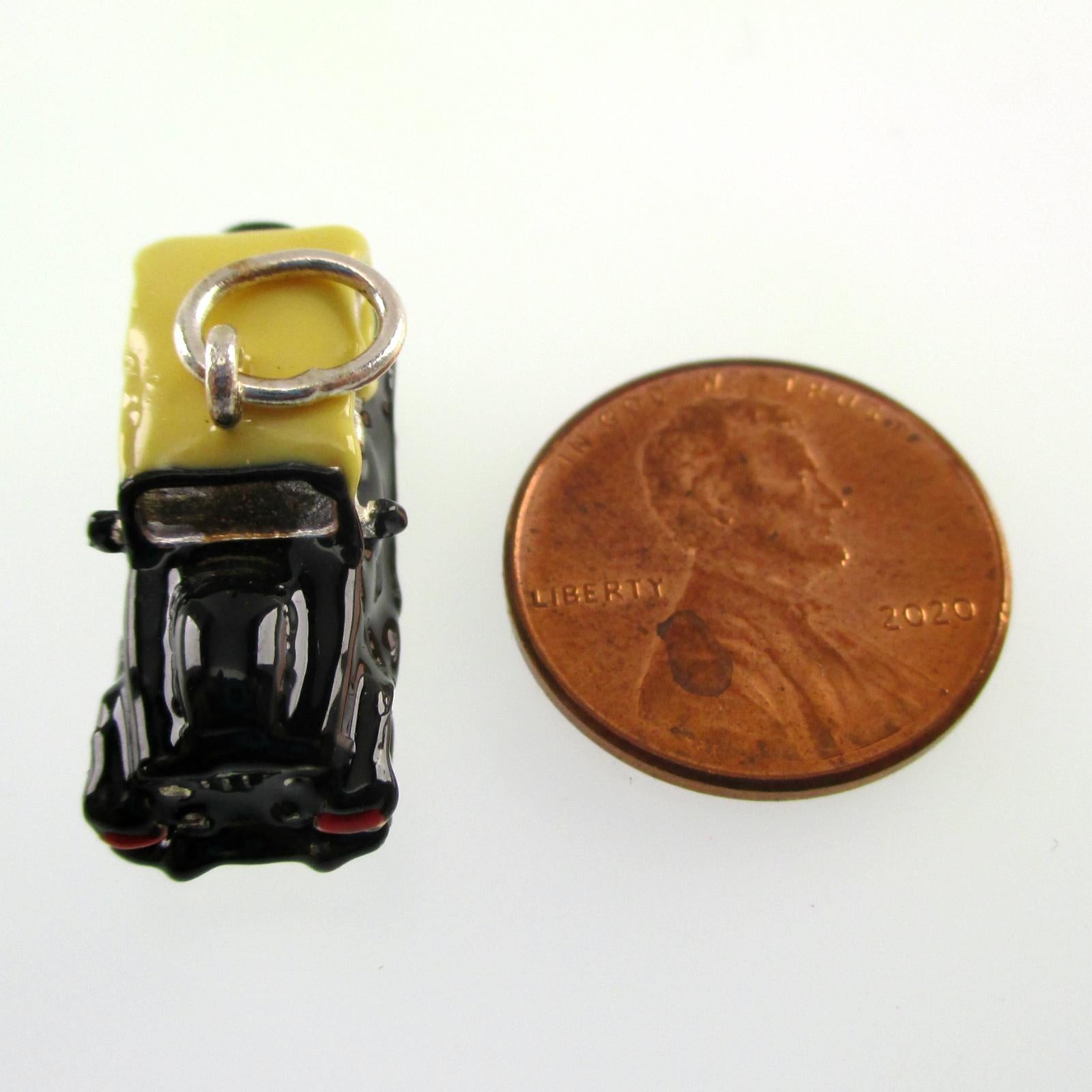 Sterling Silver and Enamel Jeep Truck Pendant for Necklace Brown County Silver