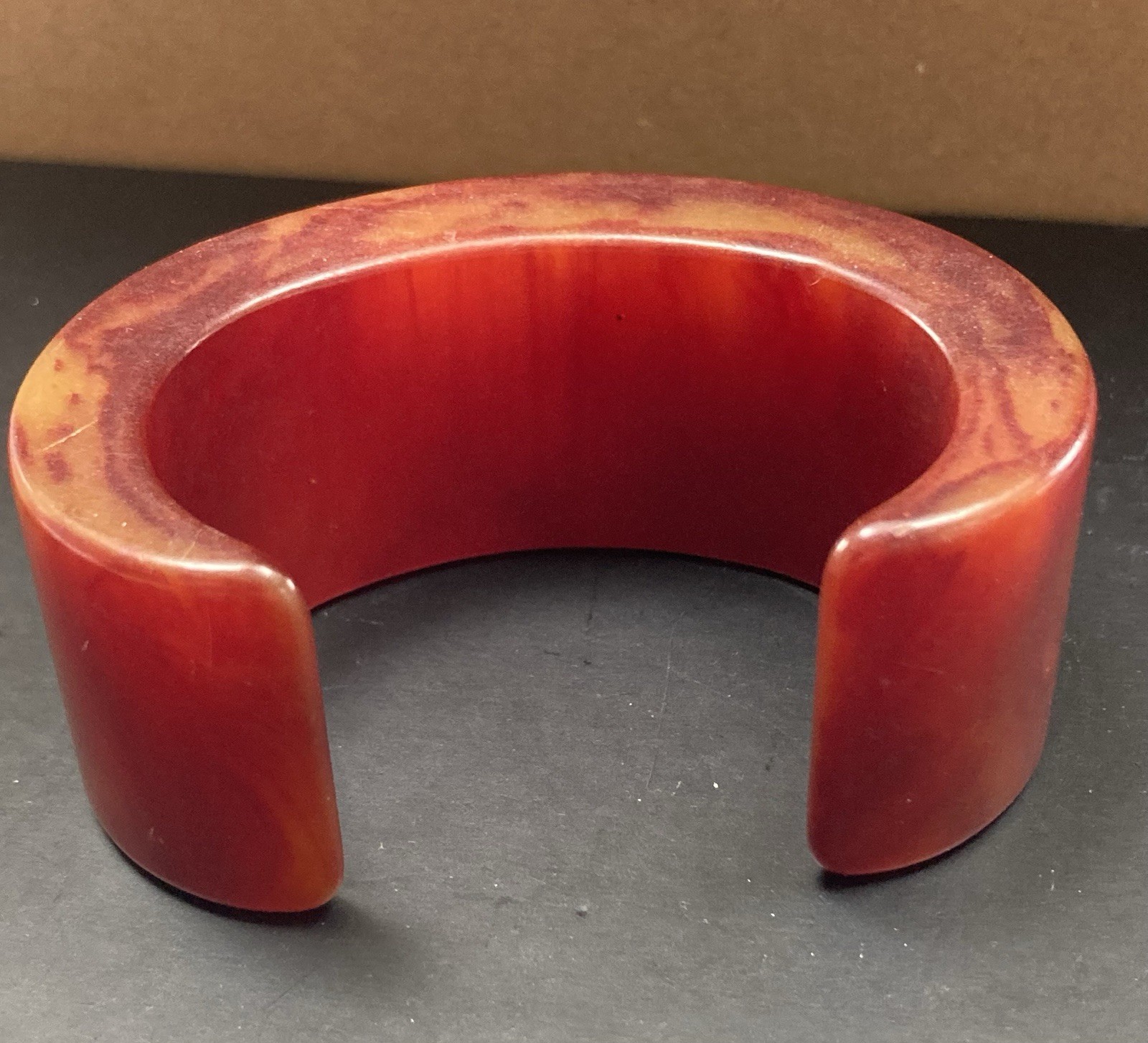 Vintage Awesome Bracelet Cuff Resin Reddish-Orange SMALL