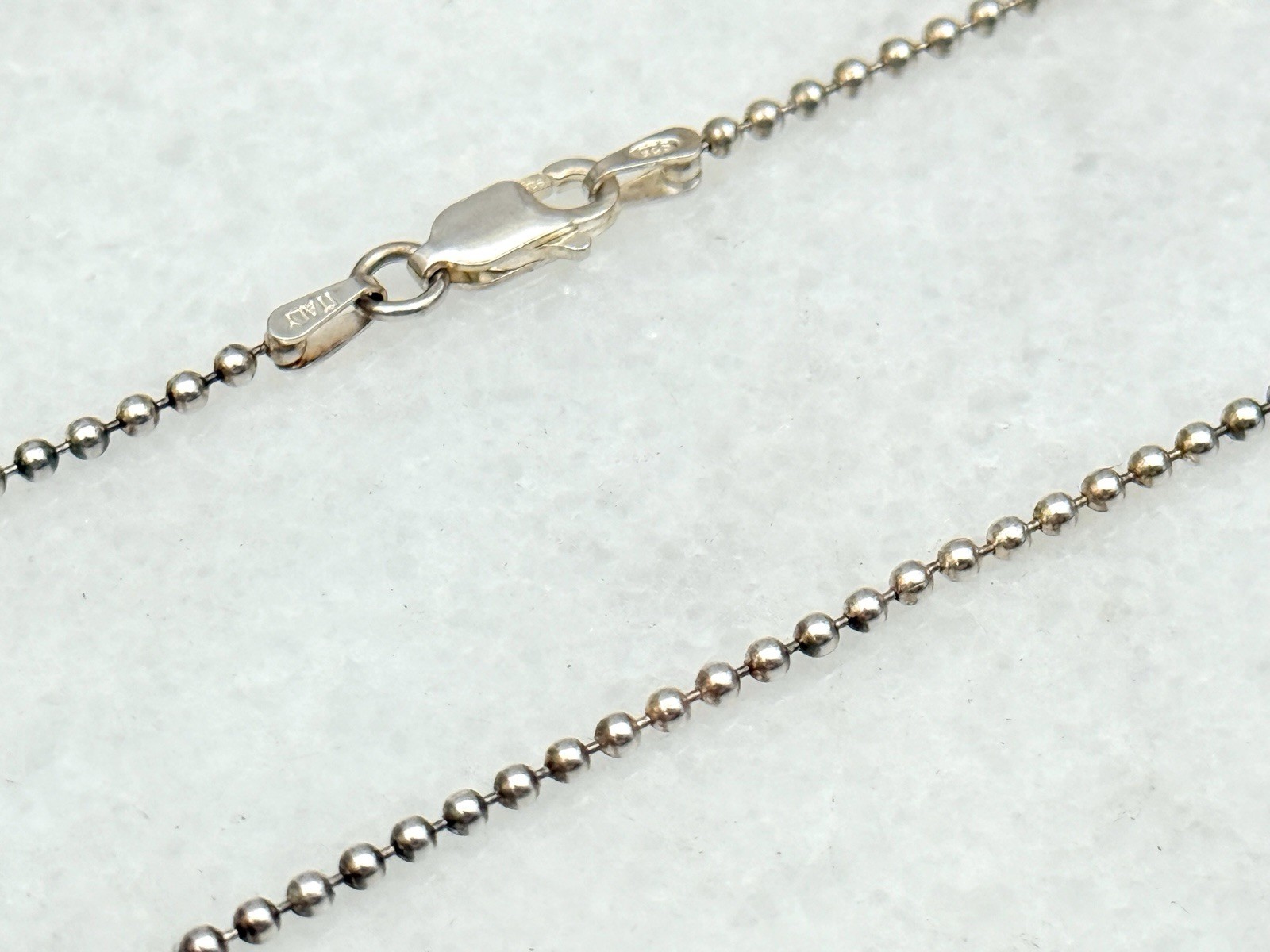 Sterling Silver 1.8MM Ball Bead Link Dog Tag Chain Necklace 18”