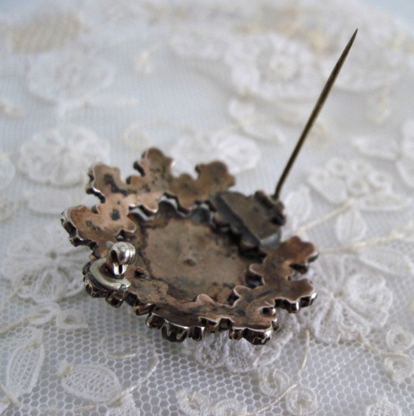 Antique Victorian Bohemian Garnet Cluster Brooch Pin Domed AS IS Missing Stones