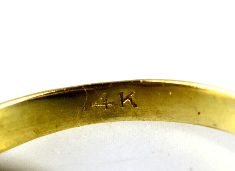 ANTIQUE 14K YELLOW GOLD HEXAGON SIGNET RING OPENWORK SIDES SIZE 5.5 NO MONOGRAM