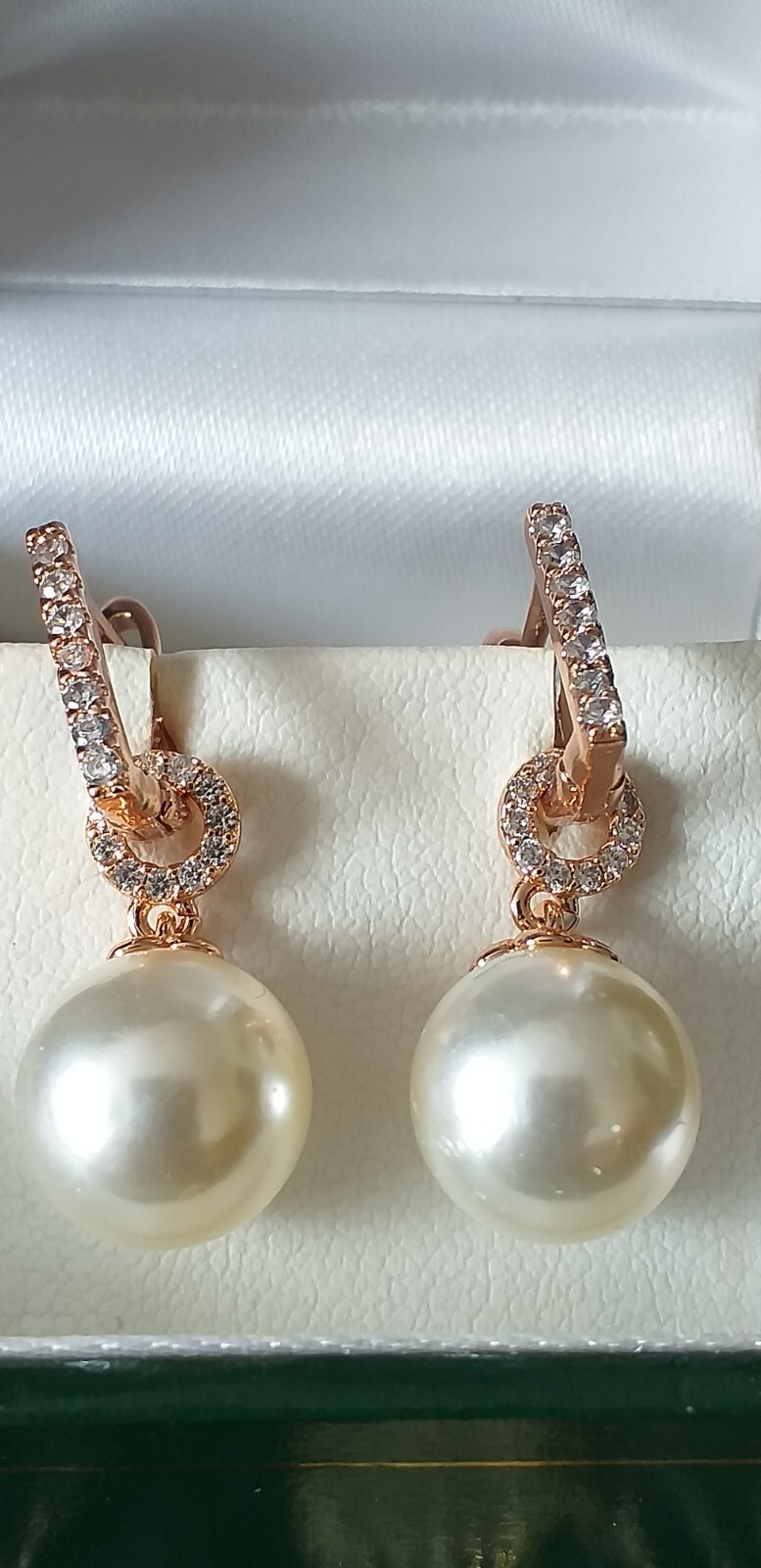 Vintage 1990-s 14 Ct Rolled Gold Pearls / Zircons Earrings – Hallmarked 585 RG