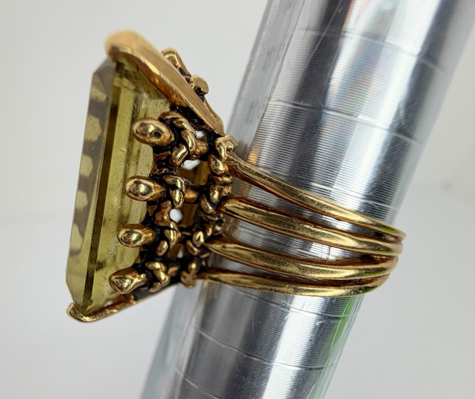 Glam Mid-Century Citrine Cocktail Ring 14k Womens Size 7