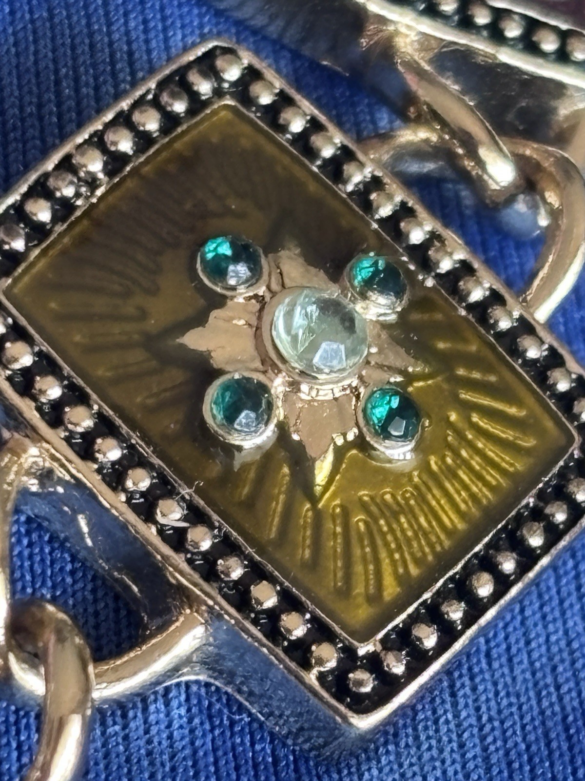 Napier enamel rectangular panel bracelet black base colored cabachons stones