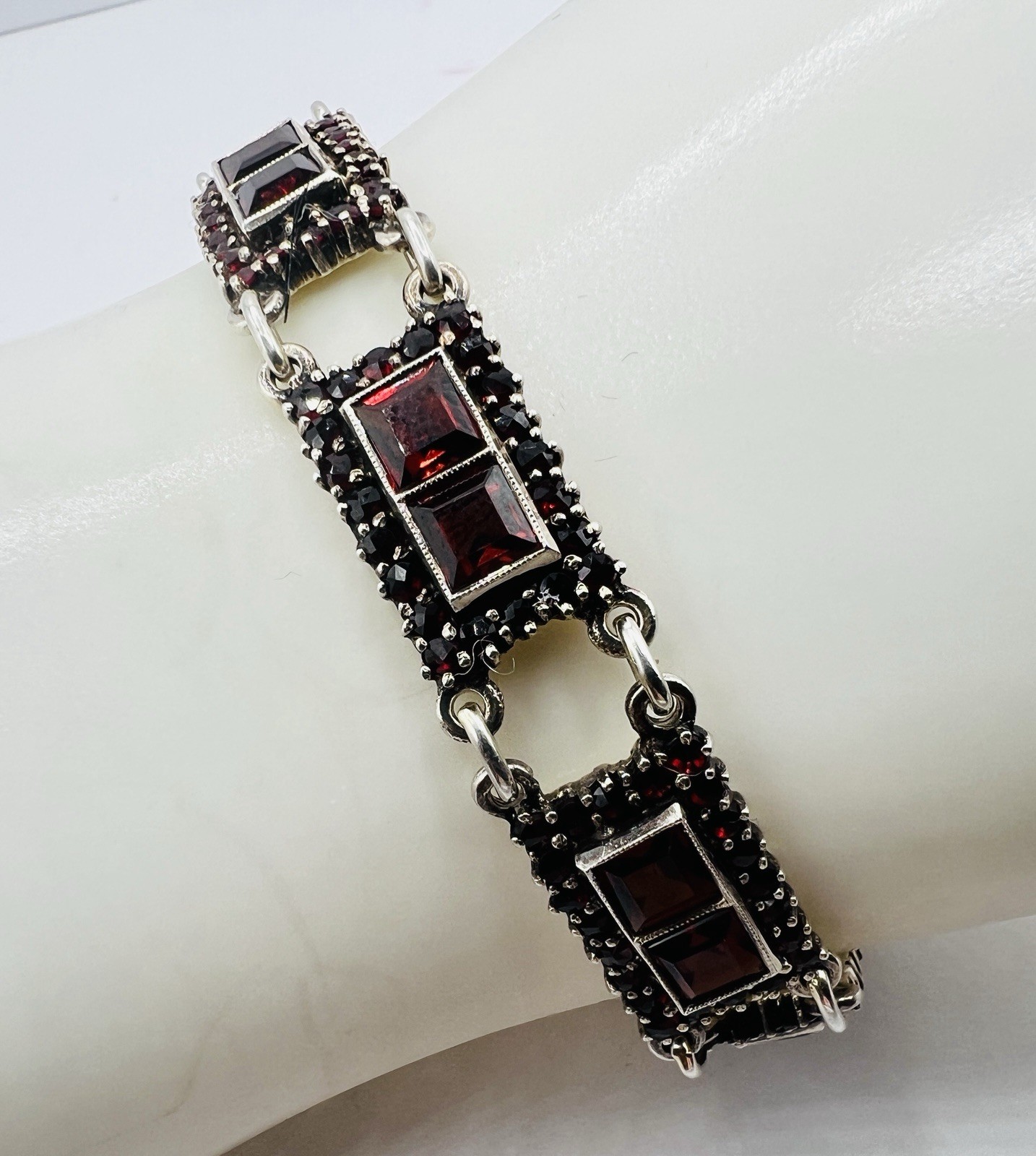 Vintage 835 Silver & Garnet Trachten Bracelet
