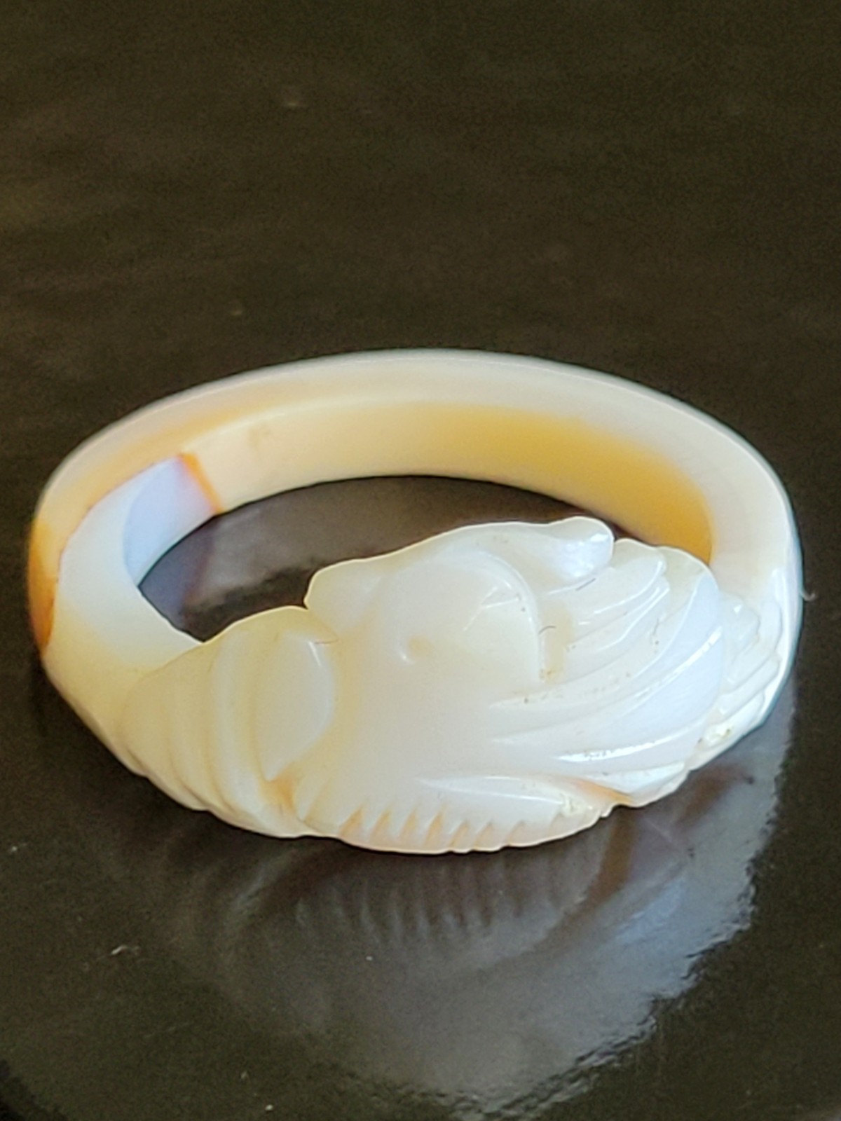 Vintage Bird /Dove Shaped Carved Bone Ring Size 8
