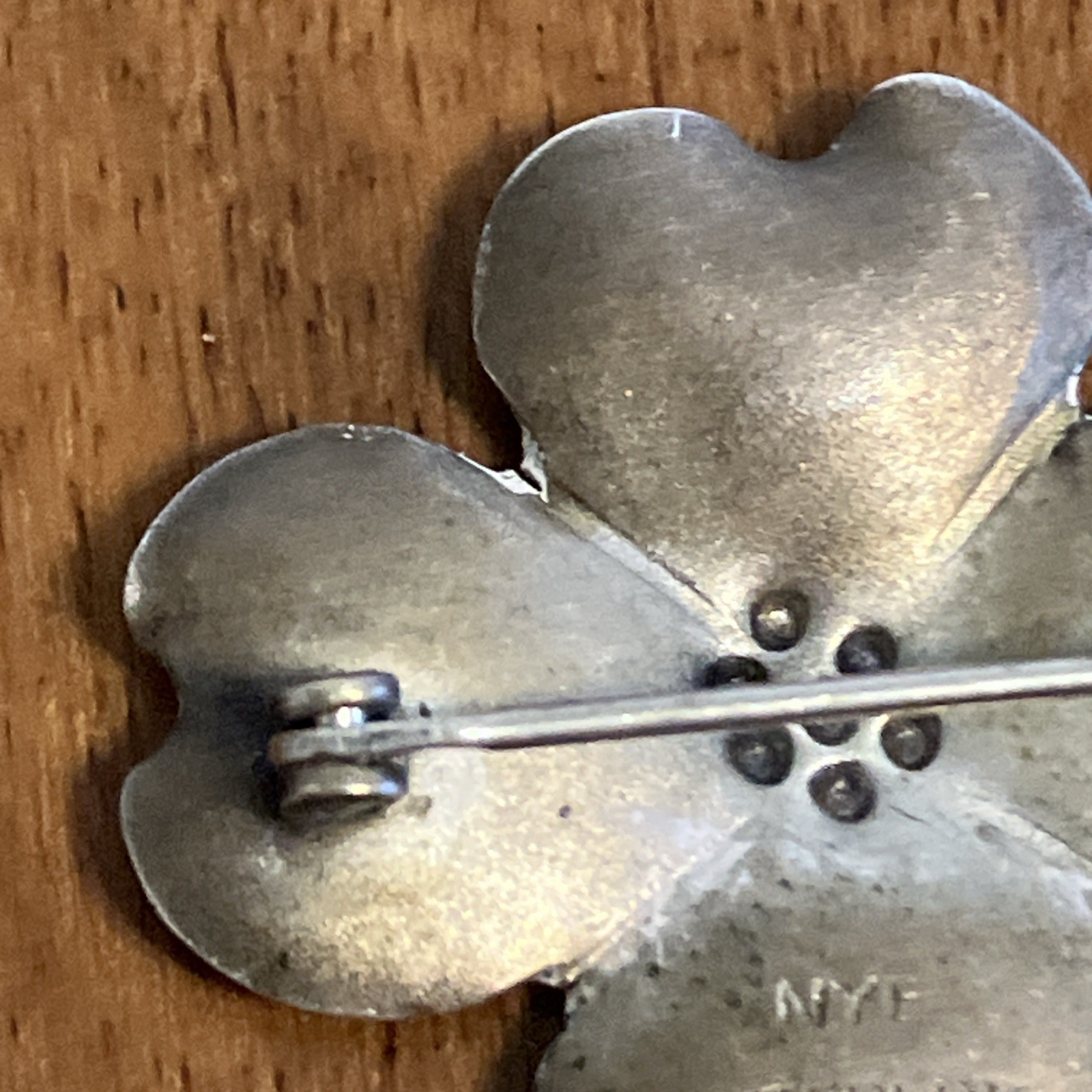 Vintage Stuart Nye Sterling Silver Hand Crafted Dogwood Flower Pin Brooch 1940s
