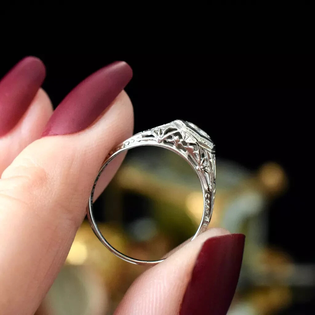 Art Deco 2.00Ct Lab Created Diamond Solitaire 14K White Gold FN Engagement Ring