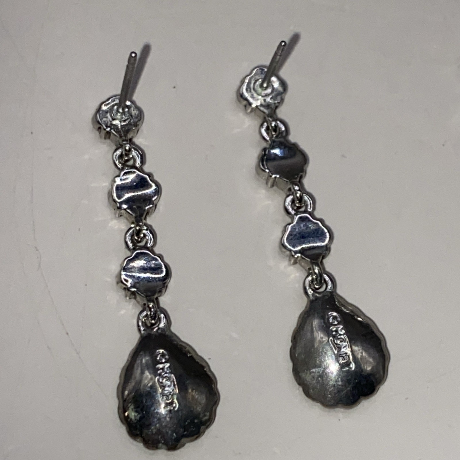 SPARKLE VTG Monet Necklace Earrings Set Black Glass Rhinestones SilverTone Chain