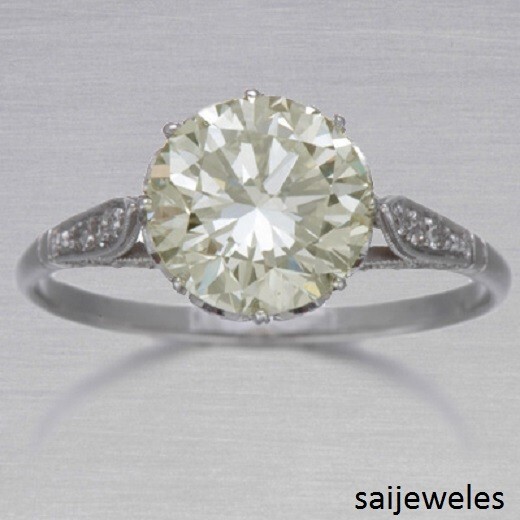 Lab-Created 3.55CT Round Cut Diamond Vintage Art Deco Ring 14K White Gold Finish