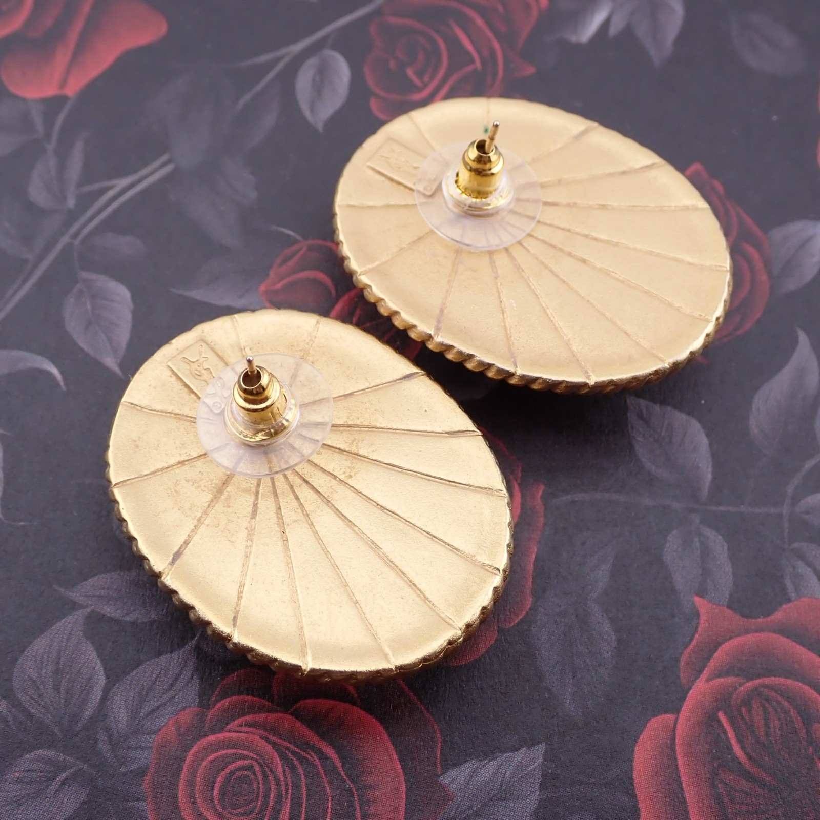 VTG YSL Yves Saint Laurent Oversized Simulated Pearl Feather Oval Earrings
