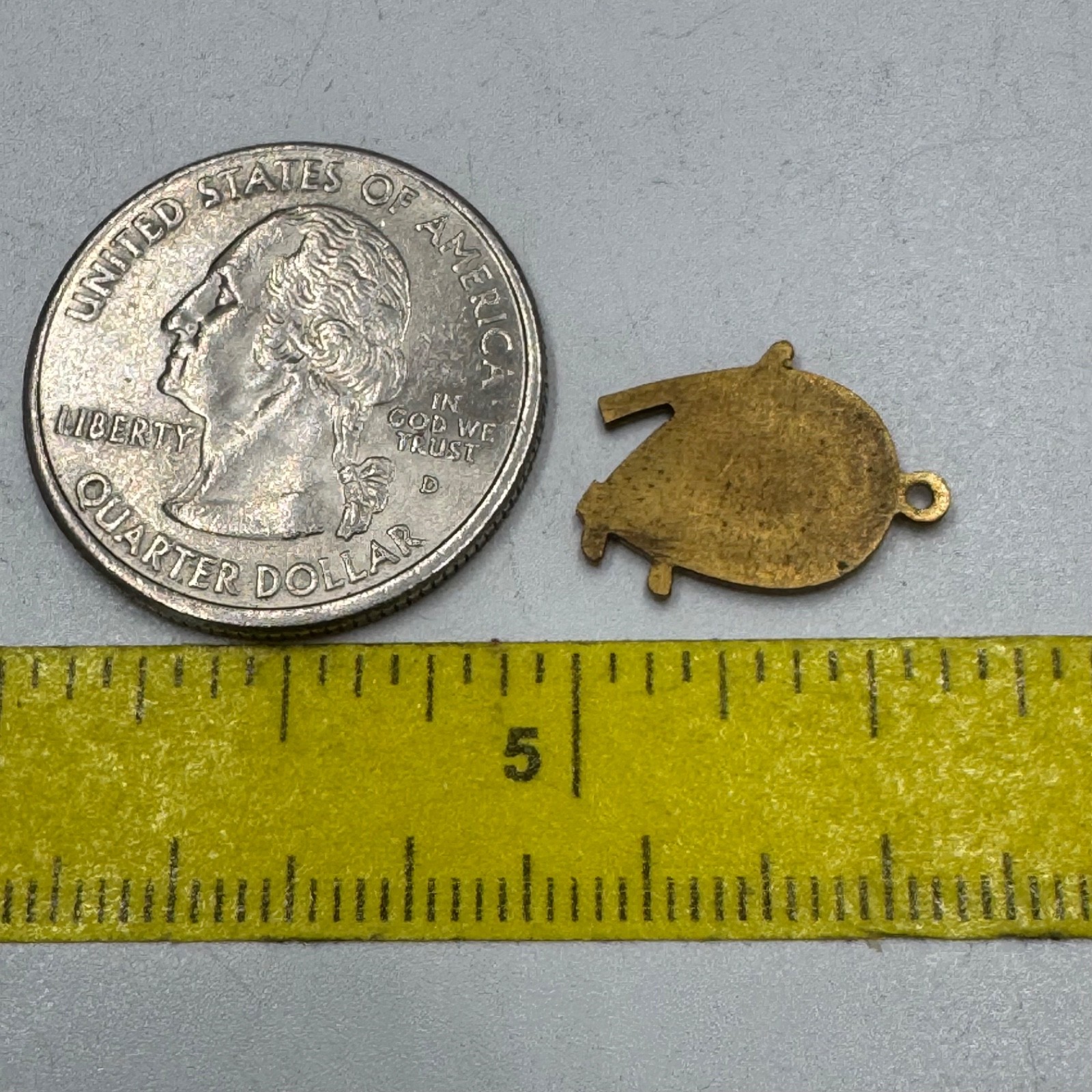 Vintage Horseshoe Wishbone Four Leaf Clover Charm Pendant Lucky Symbol Gold Tone
