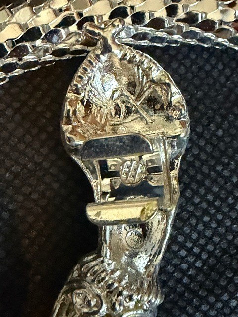 Vintage New Old Stock DL Auld Silver Tone Mesh Snake with Red Eyes Necklace/Belt
