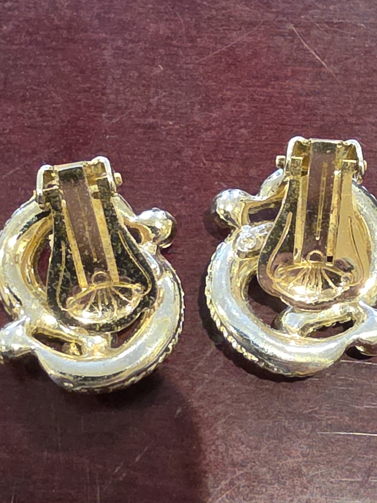 Vintage Gold Tone Snake Brooch & Clip Earrings Set Rhinestone Serpent Knot