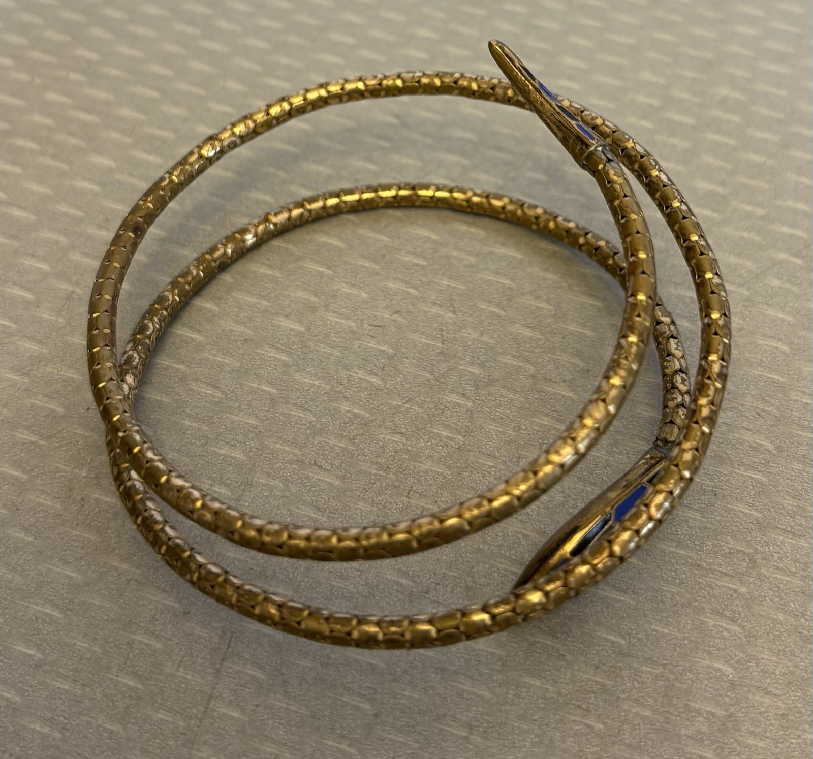 German Art Deco Enamel Coiled Snake Bracelet Torque Choker Flexible Gaspipe Wrap