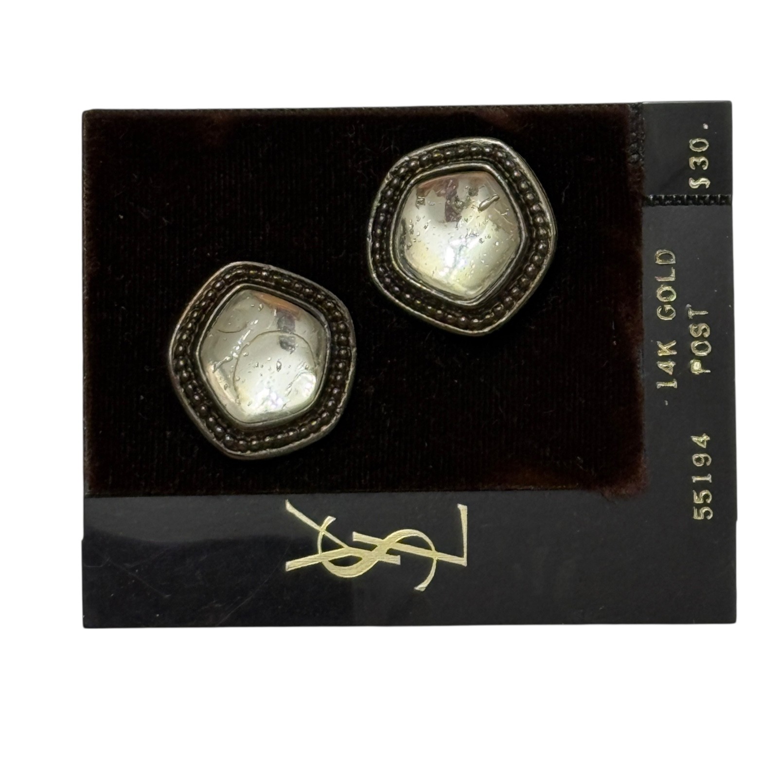 Vintage 1982 YSL Yves Saint Laurent Gripoix Poured Glass Earrings 14k post