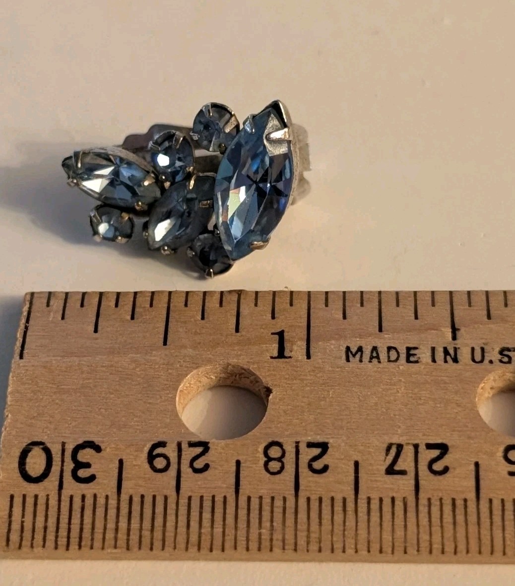 Vintage Ice-Blue Rhinestone Snowflake Brooch & Clip Earrings Set, AB, 1960s
