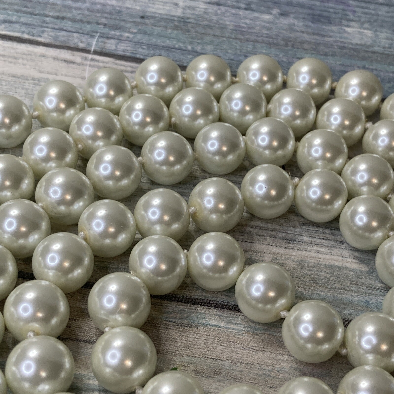 CHICO’S single Knotted Faux Pearl Glass Beads NECKLACE 64″ NWOT